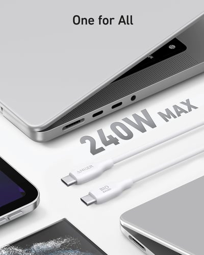 كابل شحن أنكر 544 USB-C إلى USB-C (3FT) ابيض