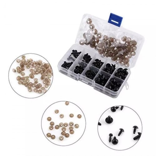 صندوق عيون الدمى أسود 100 قطعة