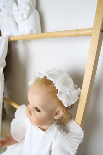 اطقم ملابس مواليد بنات فستان بقماش مموج