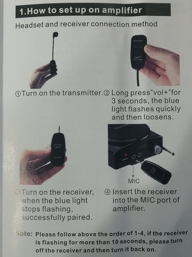 Wieeless microphone headdset