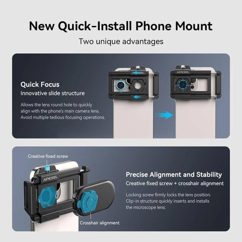 عدسة مجهر 200X مع ضوء LED وضوء الأشعة فوق البنفسجي...