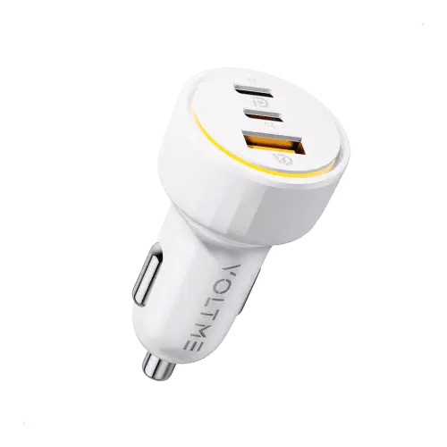 فولتمي شاحن سيارة كازو بمنفذين USB-C ومنفذ USB وبق...