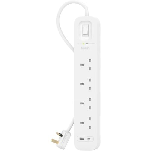 بيلكن توصيلة ب 4 منافذ طاقه ومنفذين USB