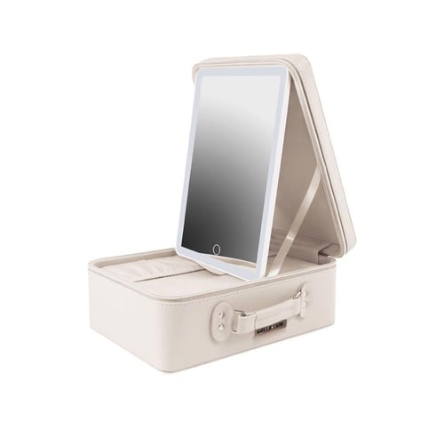 حقيبة مكياج مزودة بمرآة واضائه قابله للشحن