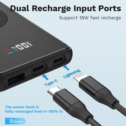 ليفوري - شاحن متنقل لاسلكي وسلكي بقوة 20 واط وسعة...