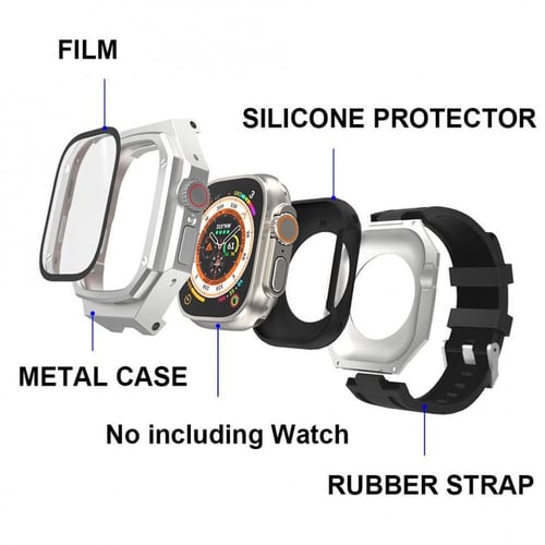 سوارة ساعة ابل اطار استيل فخم مع سوار ربل مقاس 44-...