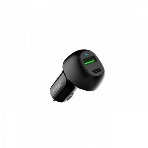 شاحن سيارة ليفوري 45 واط منفذ PD و منفذ USB - أسود