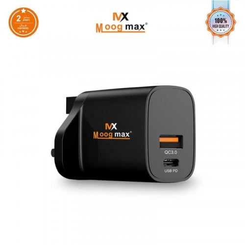 موج ماكس شاحن جداري بقوة 20واط بمدخلين PD +USB