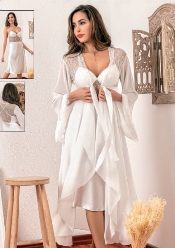 طقم بجامة - ابيض ناعم