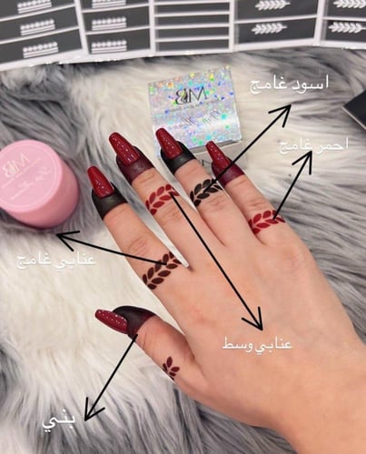 بكج حنة الأصابع مكون من علبة +استيكرات متنوعه رقم...