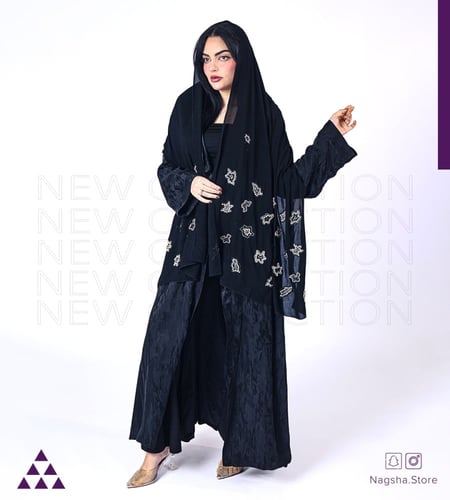 عباية حرير مع طرحة شك