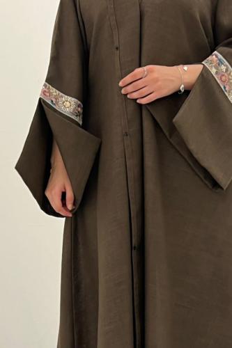 Abaya (42) standing crepe + half sleeve collar with a flared cut