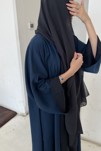 Abaya (9) double face half calf length crepe Indonesian black and blue