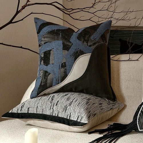 تنسيق وسائد عصرية لون ازرق اسود