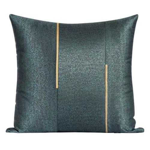 كوشن نسيج ساتان اخضر مزخرف بذهبي