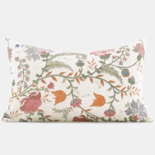 كوشن مستطيل نسيج زهور ونباتات
