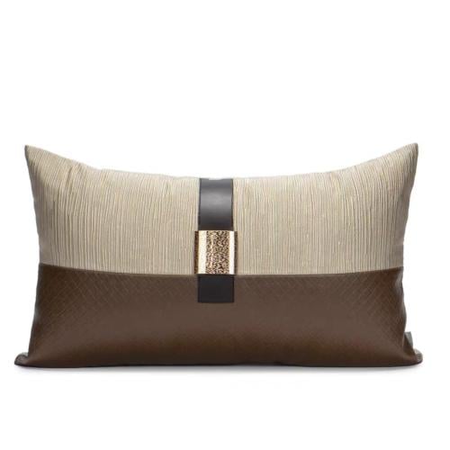 كوشن مستطيل بني بيج بحزام منتصف