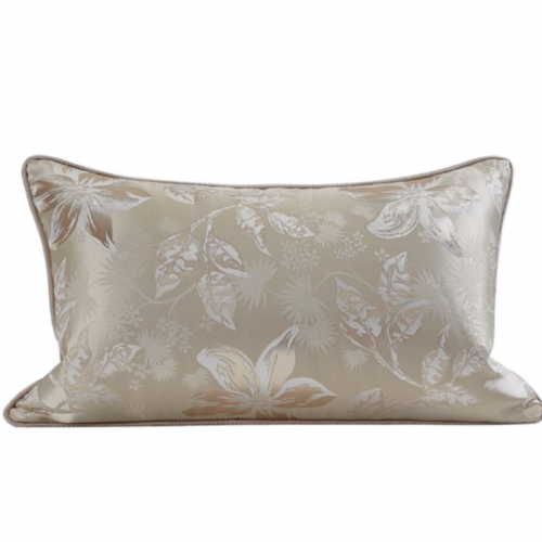 كوشن غطاء بزهور واوراق بيج دافئ