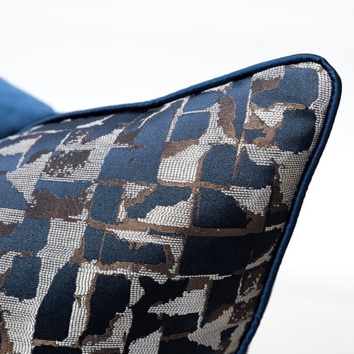 كوشن غطاء كحلي بطبعات فضي