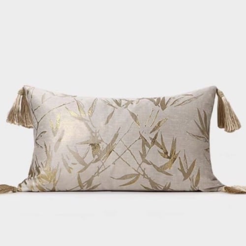 كوشن اغصان ذهبي بيج باطراف هدب
