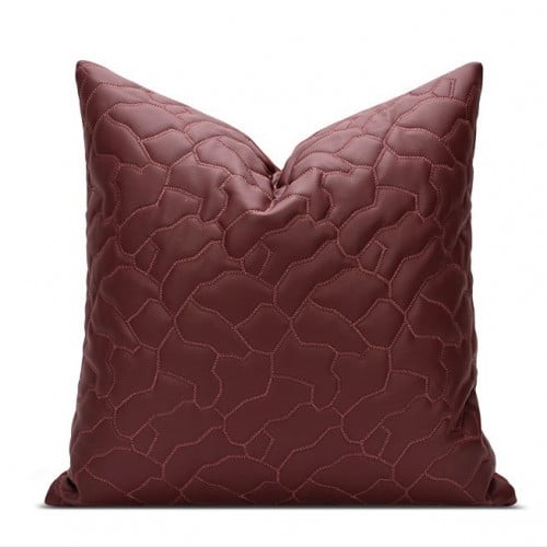 غطاء كوشن عنابي جلد