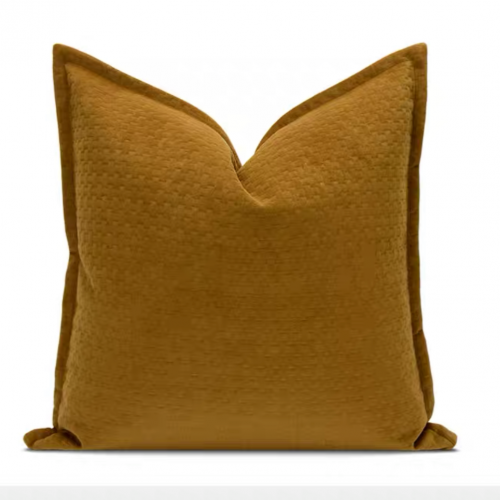 كوشن وسادة مخمل بلون اصفر خردلي