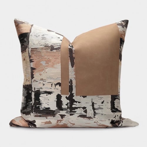 كوشن غطاء نسيج وجلد متموج الالوان