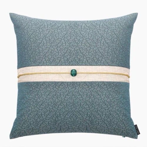 كوشن انيق لون ازرق مزين بخرز تركوازي