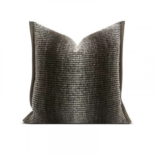 وسادة غطاء مخططة نسيج مخلوط بني داكن