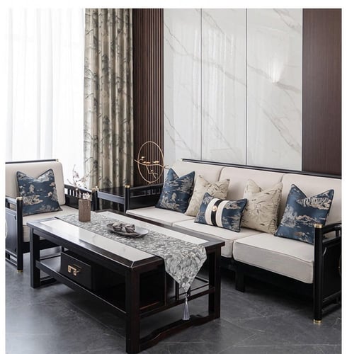 تنسيق كوشنز غطاء لون كحلي نقوش ورمادي