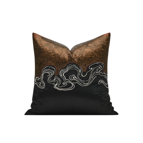 وسادة اريكة مطرزة بخطوط متموجة