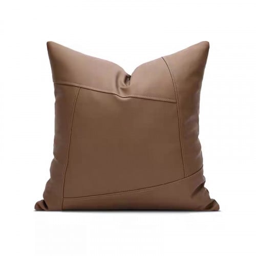 كوشن غطاء جلد بني