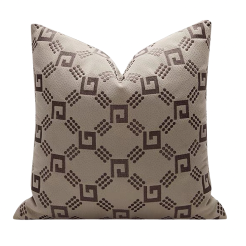 خدادية دافئة بني تطريز هندسي