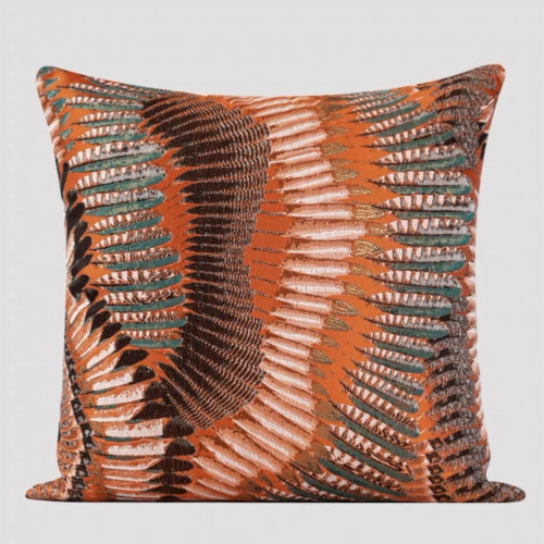 كوشن غطاء بمظهر الريش المطرز