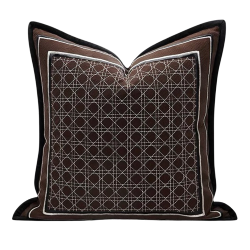 خدادية لون قهوة داكن بتطريز هندسي