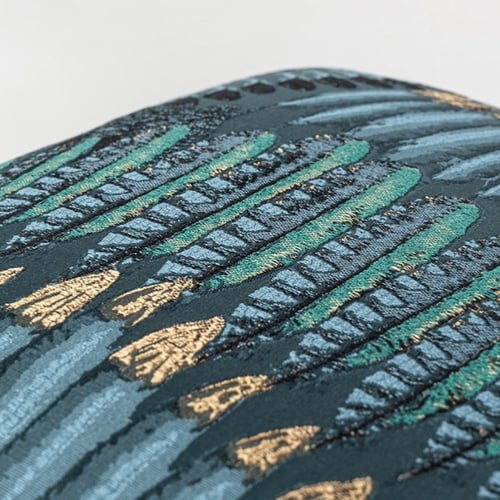 وسادة غطاء ازرق بمظهر الريش المطرز