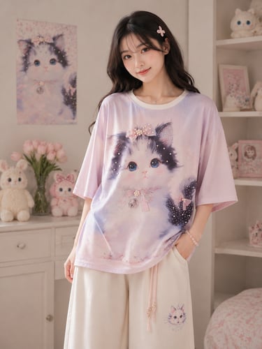 تيشيرت القطة اللؤلؤية Pearl Kitty Tee 🐱🎀