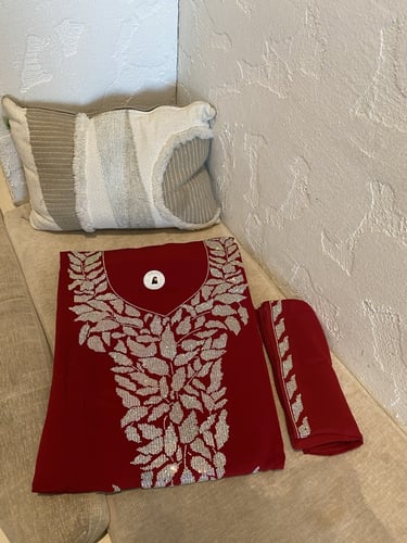 مخور الاميرة" احمر" بشيلة +حزام حرير الماس