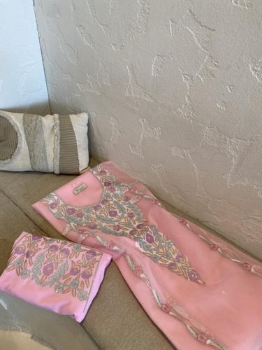 ثوب اماراتي بدون تفصيل قطعتين شيفون+بطانة