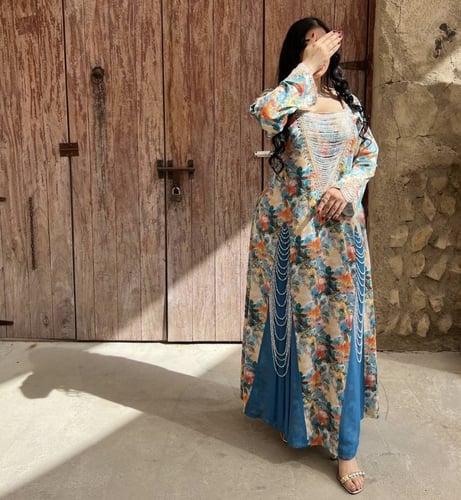 مخور بهاء1 "شامل التفصيل" حرير ملكي بكسرات وخرز