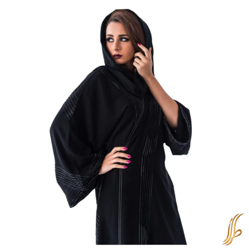 عباية عملية كريب بارد مطرزة خطوط اكس بتصميم عصري أ...