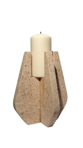حامل شموع رخام بيج - Beige Marble Candleholder