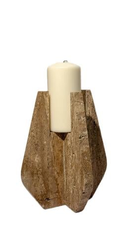 حامل شموع رخام رمادي -Grey Marble Candleholder