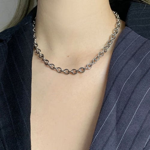 سلسال فضي ساده قصير | Silver chain necklace