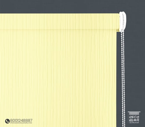 ستائر رول بلس بلاك اوت قماش أصفر فاتح مخطط V-2