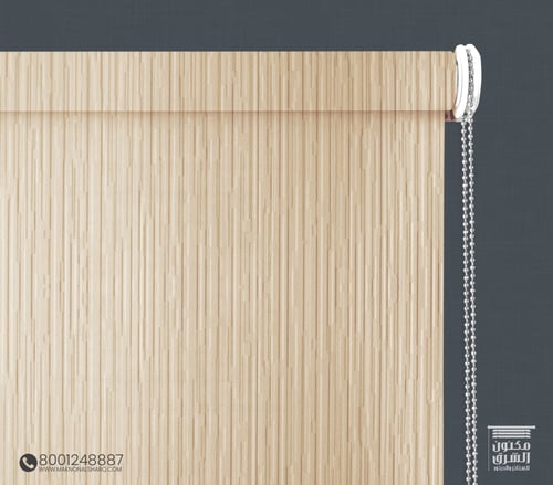 ستائر رول بلس بلاك اوت قماش بيج فاتح مخطط V-3