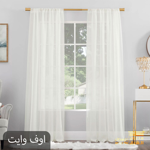 ستائر شيفون سادة - اوف وايت / الرجاء زيارة المعرض...