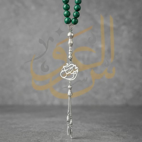 سبحة بالاسم حجر عقيق برازيلي اخضر