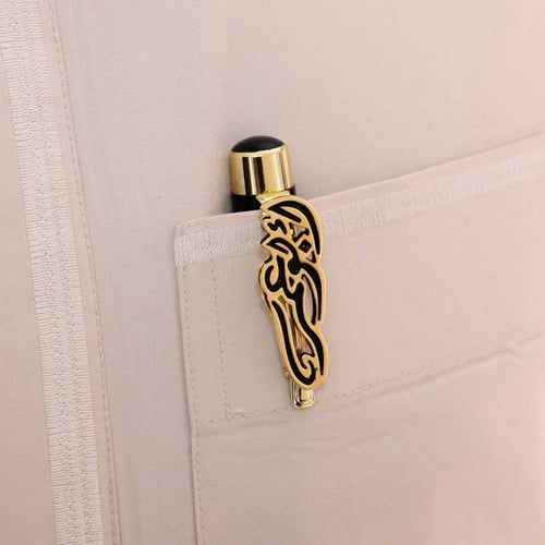 قلم رجالي أسود بتطعيم ذهبي فاخر – نقش اسم بالليزر