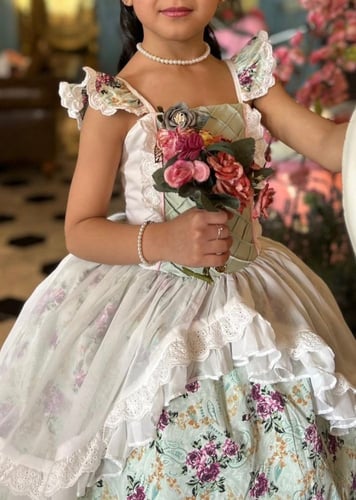 فستان فكتوري - فستان ربيع العيد مع طوق ورد للشعر و...